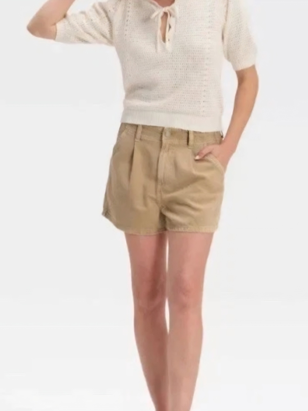 Universal Thread Khaki High-Rise Pleated Jean Shorts Size 8, New W/O Tag!